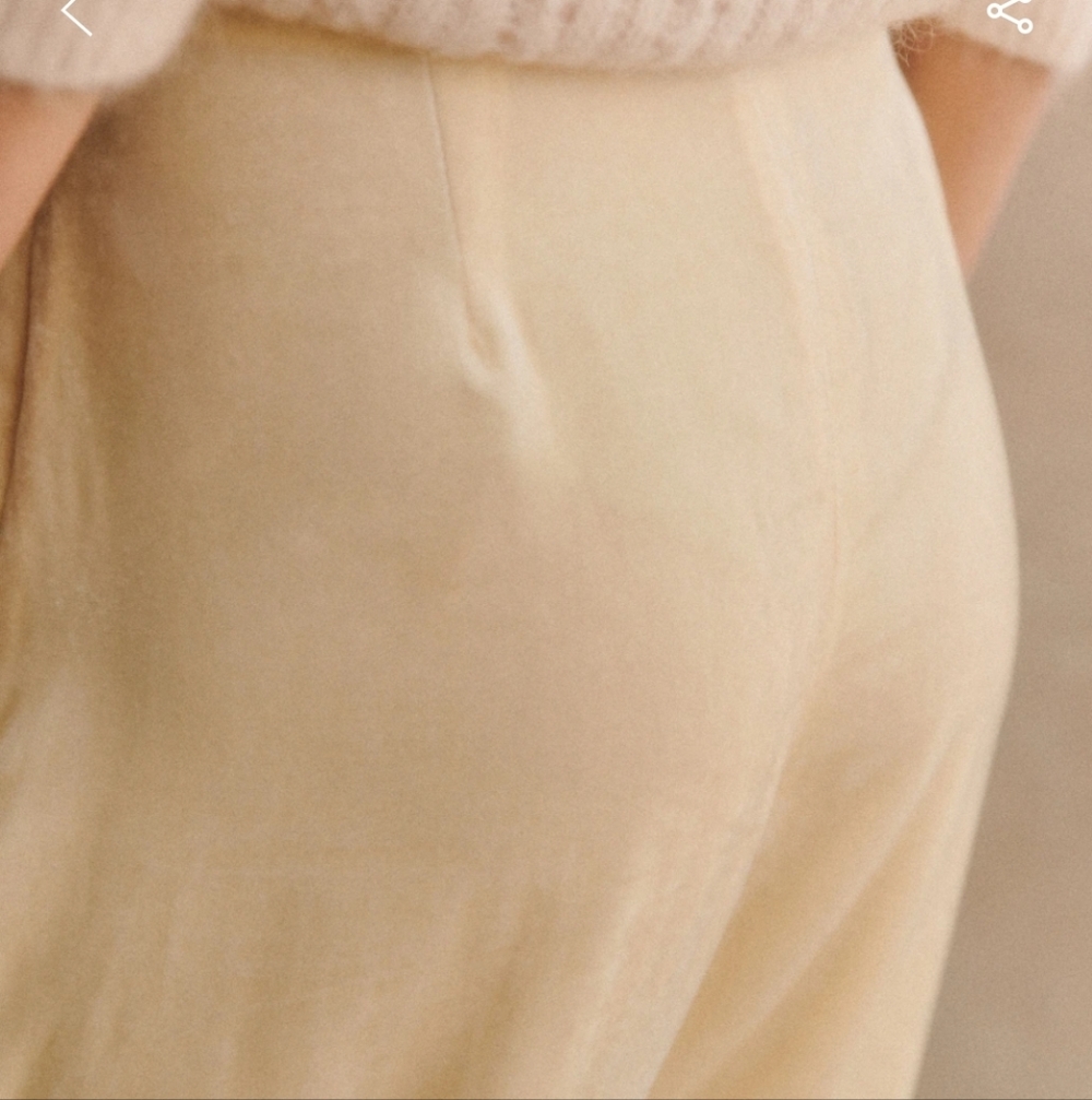 Sezane Malone Ecru Wide-Leg Velvet Trousers - Picture 5 of 7